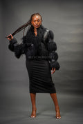 Women's Leather And Mongolian Fur Combo [Black/Black]