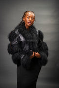 Women's Leather And Mongolian Fur Combo [Black/Black]