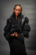 Women's Leather And Mongolian Fur Combo [Black/Black]