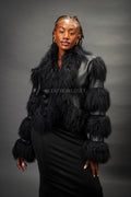 Women's Leather And Mongolian Fur Combo [Black/Black]