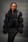 Women's Leather And Mongolian Fur Combo [Black/Black]