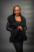 Women's Hazel Leather And Mongolian Fur [Black/Black]