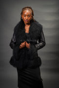 Women's Hazel Leather And Mongolian Fur [Black/Black]