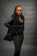 Women's Hazel Leather And Mongolian Fur [Black/Black]