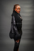 Women's Hazel Leather And Mongolian Fur [Black/Black]