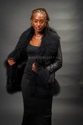 Women's Hazel Leather And Mongolian Fur [Black/Black]