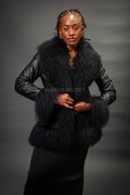 Women's Hazel Leather And Mongolian Fur [Black/Black]