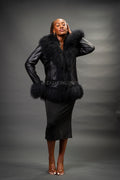 Women's Hazel Leather And Mongolian Fur [Black/Black]