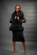 Women's Hazel Leather And Mongolian Fur [Black/Black]