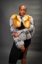 Women's Sasha Crop Fox Bomber [Red Fox/Silver]