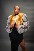 Women's Sasha Crop Fox Bomber [Red Fox/Silver]