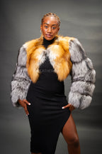 Women's Sasha Crop Fox Bomber [Red Fox/Silver]
