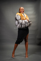 Women's Sasha Crop Fox Bomber [Red Fox/Silver]