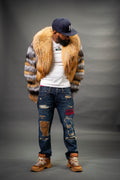 Men's Multi-Color Fox Fur Coat [Multi]