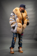 Men's Multi-Color Fox Fur Coat [Multi]