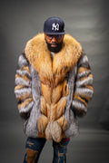 Men's Multi-Color Fox Fur Coat [Multi]