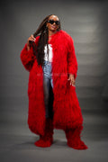 Women's Imani Mongolian Fur Trench Coat [Red]