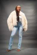 Women's Celia Mongolian Fur Jacket [Beige]