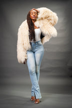 Women's Celia Mongolian Fur Jacket [Beige]