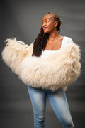 Women's Celia Mongolian Fur Jacket [Beige]