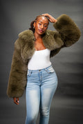 Women's Taylor Crop Fox Bomber [Olive]