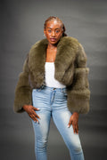 Women's Charlotte Crop Fox Bomber [Olive]