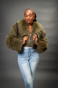 Women's Charlotte Crop Fox Bomber [Olive]