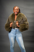 Women's Charlotte Crop Fox Bomber [Olive]