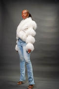 Women's Leather And Mongolian Fur Combo [Cream]