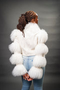 Women's Leather And Mongolian Fur Combo [Cream]