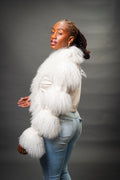 Women's Leather And Mongolian Fur Combo [Cream]