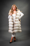 Women's Mia Fox Fur Vest With Hood [Caramel Swirl]