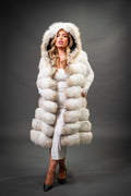 Women's Mia Fox Fur Vest With Hood [Caramel Swirl]