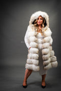 Women's Mia Fox Fur Vest With Hood [Caramel Swirl]