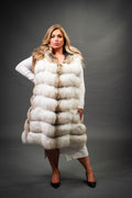 Women's Mia Fox Fur Vest With Hood [Caramel Swirl]