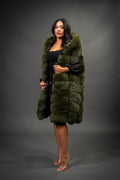 Women's Mia Fox Fur Vest With Hood [Olive Fox]