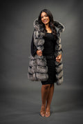 Women's Mia Fox Fur Vest With Hood [Grey Frost]