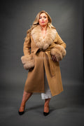 Women's Cashmere Trench Coat With Fox Trimming [Camel]