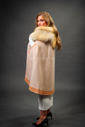 Women's Cashmere Poncho Coat With Fox Trimming [Natural]