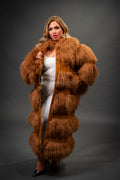 Women's Suede And Mongolian Lamb Fur Convertible Coat [Ginger]