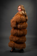 Women's Suede And Mongolian Lamb Fur Convertible Coat [Ginger]