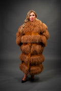 Women's Suede And Mongolian Lamb Fur Convertible Coat [Ginger]