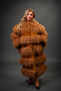 Women's Suede And Mongolian Lamb Fur Convertible Coat [Ginger]