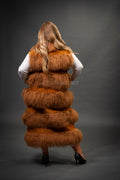 Women's Suede And Mongolian Lamb Fur Convertible Coat [Ginger]