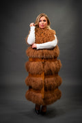 Women's Suede And Mongolian Lamb Fur Convertible Coat [Ginger]