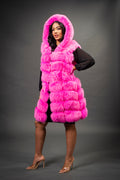 Women's Mia Fox Fur Vest With Hood [Pink]