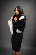 Women's Panda Fox Fur Bomber [Black/White]