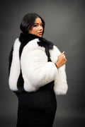 Women's Panda Fox Fur Bomber [Black/White]