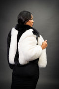 Women's Panda Fox Fur Bomber [Black/White]