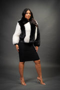 Women's Panda Fox Fur Bomber [Black/White]